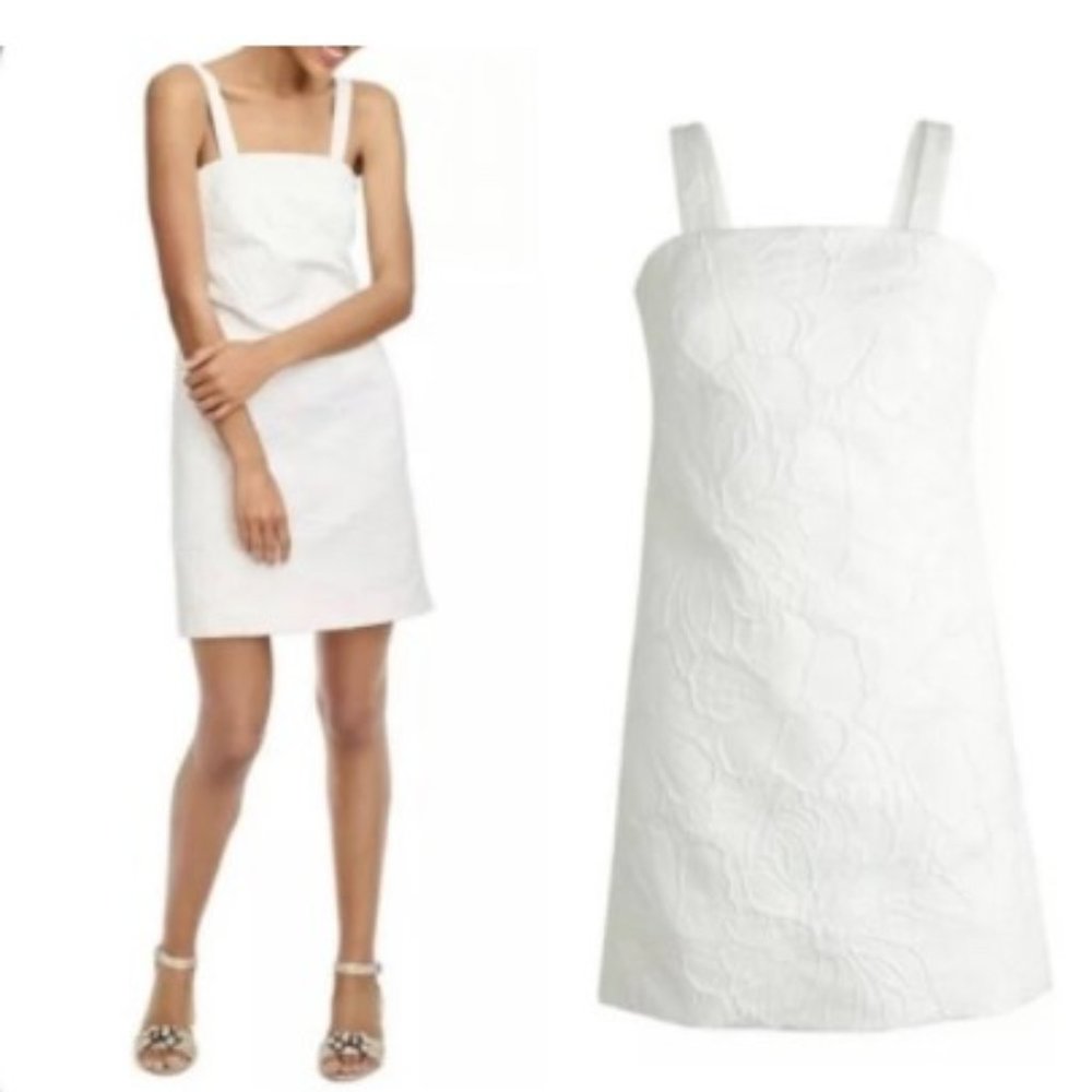 J. Crew White Floral Embroidered Square-Neck Mini Dress